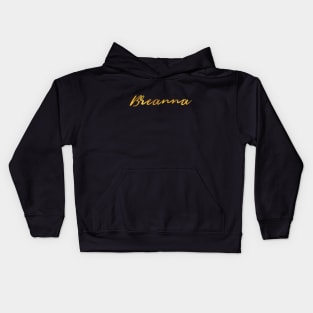 Breanna Name Hand Lettering in Faux Gold Letters Kids Hoodie